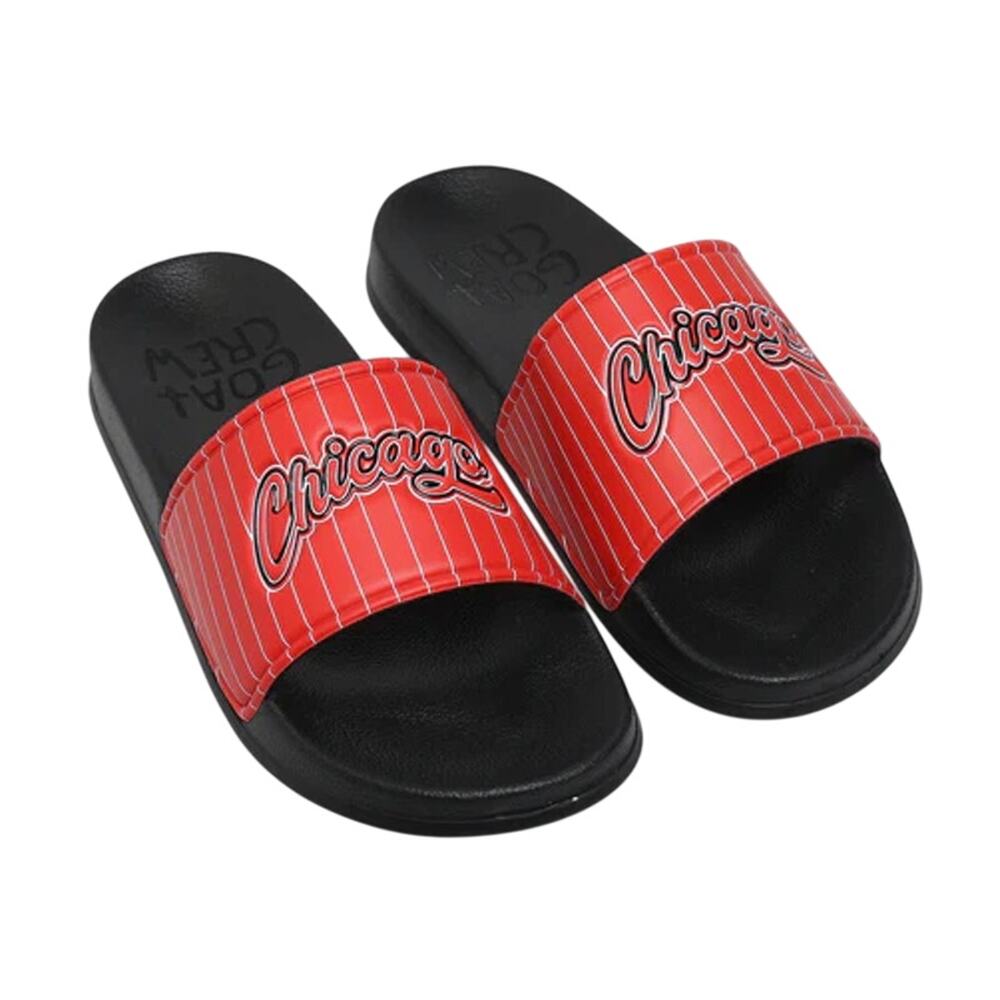 73 Studio Mens Chicago Sandals US 10 EU 43 Red Black Slides Rubber NWOB